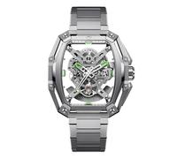 CIGA Design Hunter Orologio Automatico Meccanico Uomo, Cassa Tonneau Ottagonale a Tre Strati, Bracciale in Acciaio H-Link, Lussuoso Orologio Scheletrato, Vetro Zaffiro, Regalo Uomo (Argento)