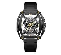 CIGA Design Hunter Orologio Automatico Meccanico Uomo, Cassa Tonneau Ottagonale a Tre Strati, Bracciale in Acciaio H-Link, Lussuoso Orologio Scheletrato, Vetro Zaffiro, Regalo Uomo (Nero e oro)