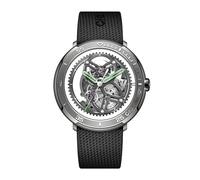CIGA Design Orologio automatico scheletro, Vector, cassa rotonda in titanio da 44 mm, design a tema racing, scheletro posteriore a fronte, super luminova, cinturino in fluorurubber, regalo per uomini