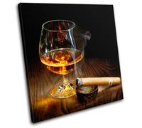 Cigar Whisky Brandy Cognac Glass Smoking Man Cave Bar Canvas Art Picture Print