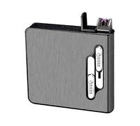 Cigarette Case with Rechargeable Dual Arc Lighter, Auto Eject Design (Black)