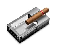 CIGARLOONG Posacenere in vetro per esterni, patio, casa, ufficio, regalo per uomini (grigio)