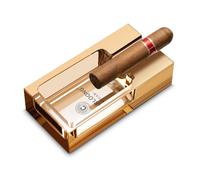 CIGARLOONG Posacenere in vetro per esterni, patio, casa, ufficio, regalo per uomini (oro)