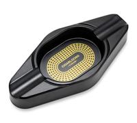 CIGARLOONG Posacenere per sigari con 2 fessure Posacenere da viaggio in resina a forma di barca, portasigarette portatile per casa, ufficio, esterno accessori per sigari (nero)