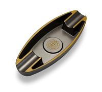 CIGARLOONG Posacenere per sigari in 2 slot portatile da viaggio con per interni ed esterni (nero)