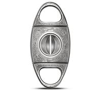 CIGARLOONG - Taglia-sigari in acciaio inox, con incisione in bronzo a V taglio a ghigliottina (argento)