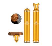 CIGARLOONG Umidificatore per sigari in metallo con supporto e punzonatrice, custodia per sigari da viaggio, custodia leggera per sigari 3 in 1, regalo per uomo, Oro, 6.89x0.99x0.99 inches, Portatile