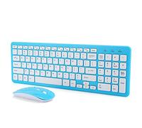 cigemay Set di tastiera mouse senza fili, combinazione di tastiera e mouse ultra sottile semplice ed elegante, gioco da tavolo per computer portatile PC portatile micro ricevitore a 3 velocità (blu)