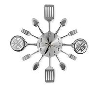 CIGERA Orologio da parete da cucina con posate da 40,6 cm, con quadrante a forchetta e cucchiaio, movimento silenzioso e funzionamento a batteria, ottima decorazione da parete e regalo di