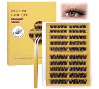 Ciglia autoadesive, 100 pezzi, naturali a C Curl Lash Cluster, 10 - 16 mm, 24 ore, set di extension con pinzette, facili e veloci da indossare, nessuno-MJ01