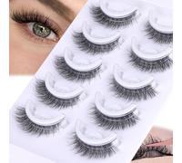 Ciglia autoadesive corte da 8-14 mm, ciglia autoadesive naturali, senza colla necessaria, fascia invisibile, riutilizzabili, a pressione, senza eyeliner, ciglia di visone pre-incollate, 5 paia di