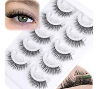 Ciglia autoadesive corte da 8-14 mm, ciglia autoadesive naturali, senza colla necessaria, fascia invisibile, riutilizzabili, a pressione, senza eyeliner, ciglia di visone pre-incollate, 5 paia di