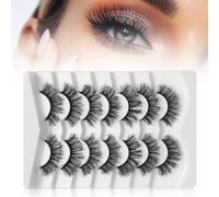 Ciglia finte 3D Clear Band ciglia finte Cat Eyes Wispy Natural Faux Mink Lashes, Russian Strip Lashes, Natural Look Cat Eye ciglia artificiali, confezione da 7 paia Light Volume Short Fake Eye Lashes