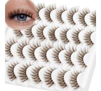 Ciglia Finte Brown Lashes Cat Eyelashes Wispy Natural False Eyelashes 3D Fluffy Strip Lashes C Curl Clear Band 14 Paris Soft and Comfortable by Obeyalash (ZH01)