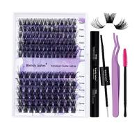 Ciglia Finte Ciuffetti Kit Lash Extension D Curl 0.07mm C3+C9 Cluster Lashes Mix12-16mm Estensioni Ciglia Individuali Naturale WENDY LASHES(C3+C9-D-DIY)