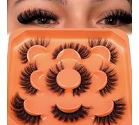 Ciglia finte in finto visone, spesse, effetto occhio di gatto, volume 18 mm, spessore 8D, aspetto naturale, 5 paia Zegaine