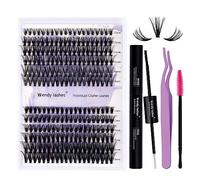 Ciglia Finte Individuali Kit D Curl 240PCS DIY Cluster Lashes Kit 30P/40P 0,07mm Mix 12-16mm Ciuffetti Extension Ciglia Kit Ciuffetti Ciglia Finte WENDY LASHES(30D/40D-D-DIY Lash Extension Kit)