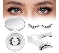 Ciglia Finte Magnetiche Naturali, Ciglia Finte Magnetiche riutilizzabili con applicatore, non c'è bisogno di colla magnetica per Ciglia QUEWEL facile da indossare e rimuovere （Set-D-1）