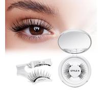Ciglia Finte Magnetiche Naturali, Ciglia magnetiche riutilizzabili con applicatore, non necessita di colla, facile da indossare e rimuovere, Include una guida di utilizz（Set-H-1）