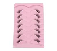 Ciglia Finte Naturali Con Colla Mezze ciglia finte Cat Eye Gambo trasparente Coda dell'occhio allungata Mezzo occhio Ciglia spesse naturali 7 paia Colla Extension Ciglia (Black, 15.6x10.2x1.5cm)