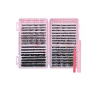 Ciglia finte naturali spesse a ciuffo singolo con adesivo applicatore e pinzette rosso rosa