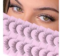 Ciglia finte russe con fascia trasparente, aspetto naturale, ricce a D, ciglia finte a striscia russa in finto visone, confezione da 9 paia