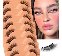 Ciglia finte russe con fascia trasparente, aspetto naturale, ricce a D, ciglia finte a striscia russa in finto visone, confezione da 9 paia