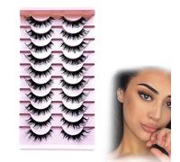 Ciglia Finte volume 3D Occhio Di Gatto Ciglia Fluffy Russian Strip Lashes Cat Eye Fake Lashes Fatte A Mano False Eyelashes Mezze Ciglia Finte Naturali 10 Paia Cat Eye Lashes 3D Cancella (10 Paia)