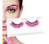 Ciglia Glitter, Ciglia Colorate Scintlanti, Ciglia Finte Decorazione Festival, Ciglia con Glitter, Ciglia Grappolo Glitter, Ciglia Lunghe e Dense Scintlanti di Colore con Palettes
