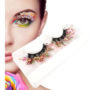 Ciglia Glitter - Ciglia Finte Lunghe, Spesse, Colorate in | Trucco decorativo per gli occhi natalizi Ciglia lucide natalizie per spettacoli di scena per spettacoli di scena di ballo di fine anno