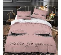 Ciglia glitterate copripiumino Biancheria da letto Set di 3 Pezzi stampa 3D con federa per cuscini con cerniera Bellezza Glam Design Set Di Copripiumino for adulti e ragazze Single（140x200cm）