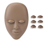 Ciglia il manichino con la testa per il trucco delle ciglia estensione allenamento di allenamento testa a doppio strato per saloni di bellezza (Marrone scuro)