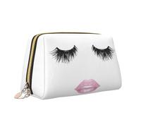 Ciglia Lip Bianco Stampa In Pelle Portatile Cerniera Trucco Sacchetto Cosmetico Sacchetto Organizzatore Da Viaggio Toiletry Clutch