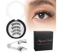 Ciglia magnetiche con pinzalook naturale, 3D, ciglia artificiali, magnetiche, riutilizzabili, senza colla, facile da usare Black-KS02