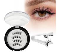 Ciglia magnetiche con pinzalook naturale, 3D, ciglia artificiali, magnetiche, riutilizzabili, senza colla, facile da usare Black-KS03