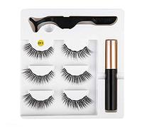 Ciglia Magnetiche Eyeliner Kit 3 coppie 3D Ciglia Finte Naturali Eyeliner Magnetico a lunga Tenuta Impermeabile con Pinzette