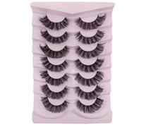 Ciglia Russian Strip Lashes Eye Natural Look D Curly Fluffy 3D Effect Cat Eye Soft Fake Lashes Pack 7 paia (D8)