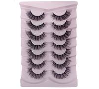 Ciglia Russian Strip Lashes Eye Natural Look D Curly Fluffy 3D Effect Cat Eye Soft Fake Lashes Pack 7 paia (D5)