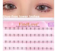 [ciglie finte autoadesive] Grappoli di ciglie inferiori FindLove a 3/5 file, stile gatto selvatico, senza bisogno di colla, ciglie finte di diverse lunghezze, naturali e morbide, senza colla, realizza
