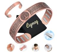 Cigmag Bracciale da uomo in rame, con 9 potenti magneti da 5000 gauss, regolabile in 99% rame puro (albero della vita vichingo Lotus)