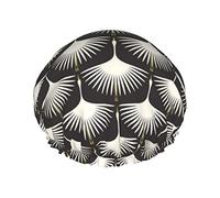 Cigni Art Déco crema su cuffia da impermeabile nera, cuffia elastica per capelli da bagno protezione ambientale cuffie da bagno per capelli, doppio strato impermeabile cappello da da b