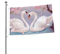 Cigni bianchi con bandiera floreale albero 0,6 x 0,9 m stampa su entrambi i lati bandiera da giardino bandiere di benvenuto per esterni bandiera per esterni banner cartelli per interni cortile