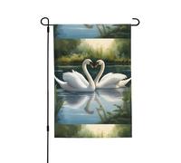 Cigni bianchi sul cortile del lago segni bifacciali, striscioni durevoli da cortile 71,1 x 101,6 cm per decorazioni stagionali