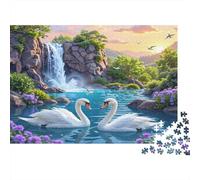 Cigni in una cascata1000 Pezzi Impossibili Per Adulti, Giochi, Regali, Sfide Per BambiniPaesaggio le Art Style70x50cm/1000pcs