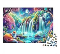 Cigni nel Paradiso Puzzle 1000 Pezzi | per Adulti e Bambini Cascata in Paesaggio Luminoso Gioco Educativo e Antistress 70x50cm/1000pz