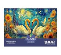 Cigni nella notte stellata, divertente e stimolante gioco per famiglie, puzzle da 1000 pezzi - Cigni (girasoli) per adulti e bambini, ottima idea regalo, 52x38 cm/1000 pezzi