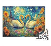 Cigni nella notte stellata Puzzle 1000 Pezzi Idea Regalo Uomo E Donna Starry Night Swans Stampa d'arte Giochi Educativo Sfida Regalo Intrattenimento Creativo Decorazione Casa 70x50cm