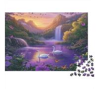 Cigni nella valle Puzzle 1000Pcs Scena paesaggistica fantasy Decorazione Per La Casa. Rilassamento E Intelligence Per Adulti E Bambini Da 14 Anni 70x50cm/1000pcs