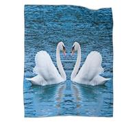 Cigno Bianco Tiro Bambini Coperta Stampa 3D Superficie dell'acqua blu Per Tutte Le Stagioni Microfibra Coperta Da Viaggio Leggera Peluche Per Divano Letto E Divano Per Adulti 60x80inch(150x200cm)