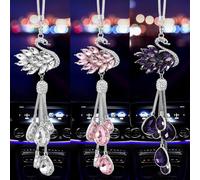 Cigno di Cristallo Accessori Auto Donna, Ornamento da Appendere per Auto, Decorazioni Auto (bianco)